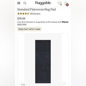 COPY - Ruggable rug pad 2.5x7 - I have three left